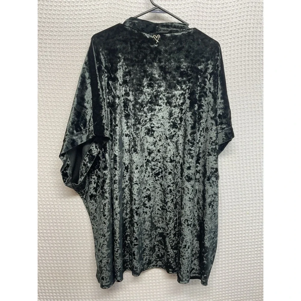 Victoria's Secret Black Crushed Velvet Kimono Open Front Robe Cover Up One Size